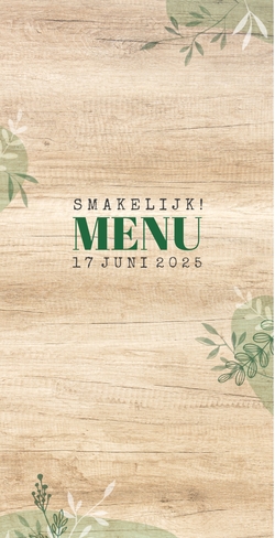 Communie Menu Jules   Hout en groen Voorkant