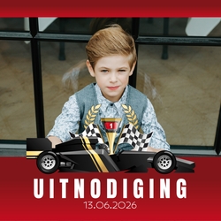 Communie Uitnodiging Julian   Raceauto Voorkant