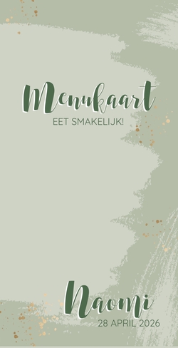 Communie Menu Naomi   Stijlvol groen met goud Voorkant