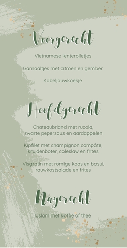 Communie Menu Naomi   Stijlvol groen met goud Achterkant