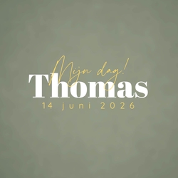 Communie Geschenkkaartje Thomas   Trendy groen Voorkant