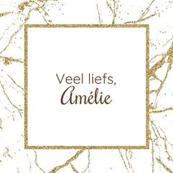 Communie Geschenkkaartje Amélie   Gouden Glitter Achterkant