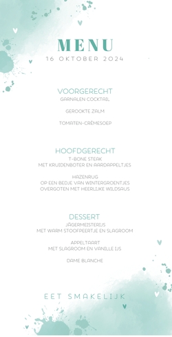 Menu   Initalen met waterverf Achterkant