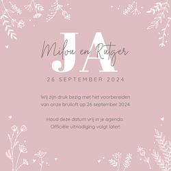 Save the Date   Bloemen en takjes Achterkant