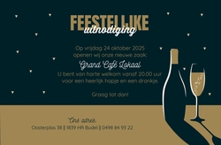 Uitnodiging   Feestelijke opening champagne Achterkant